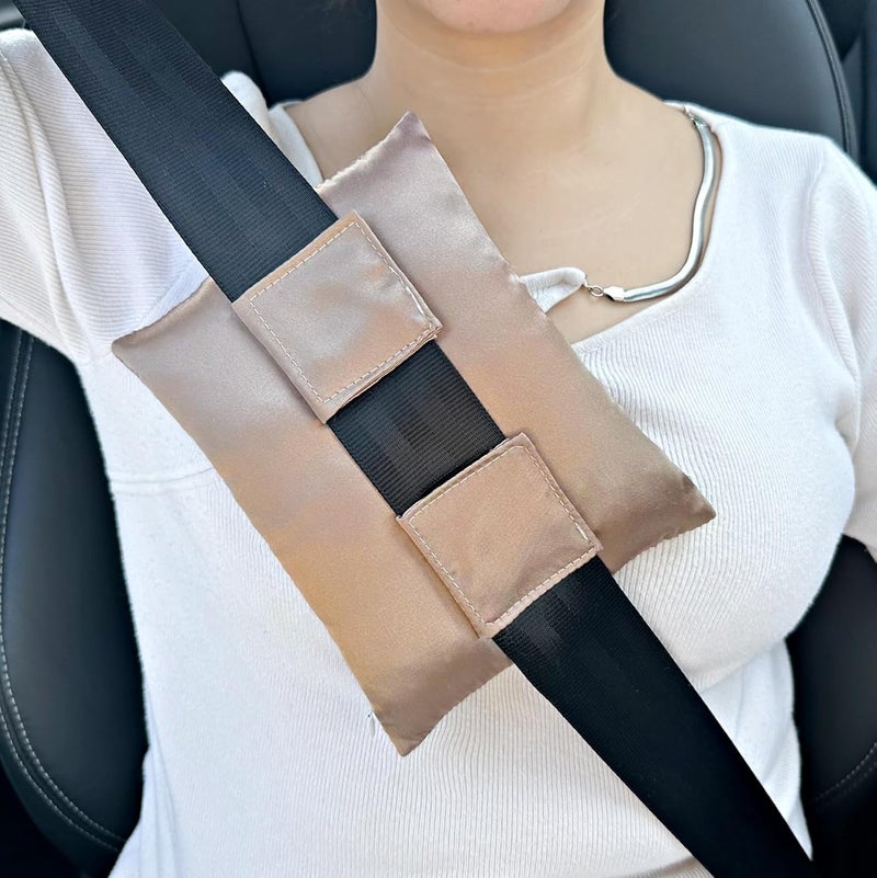 HapiPoppy Port Pillows Chemo Port Pillow for Seatbelt Pacemaker Chest Protector Chemo Patients Cancer Open-Heart Incision Recovery Post Surgery Support Cushion Gifts, Silky Satin Taupe - Image 1